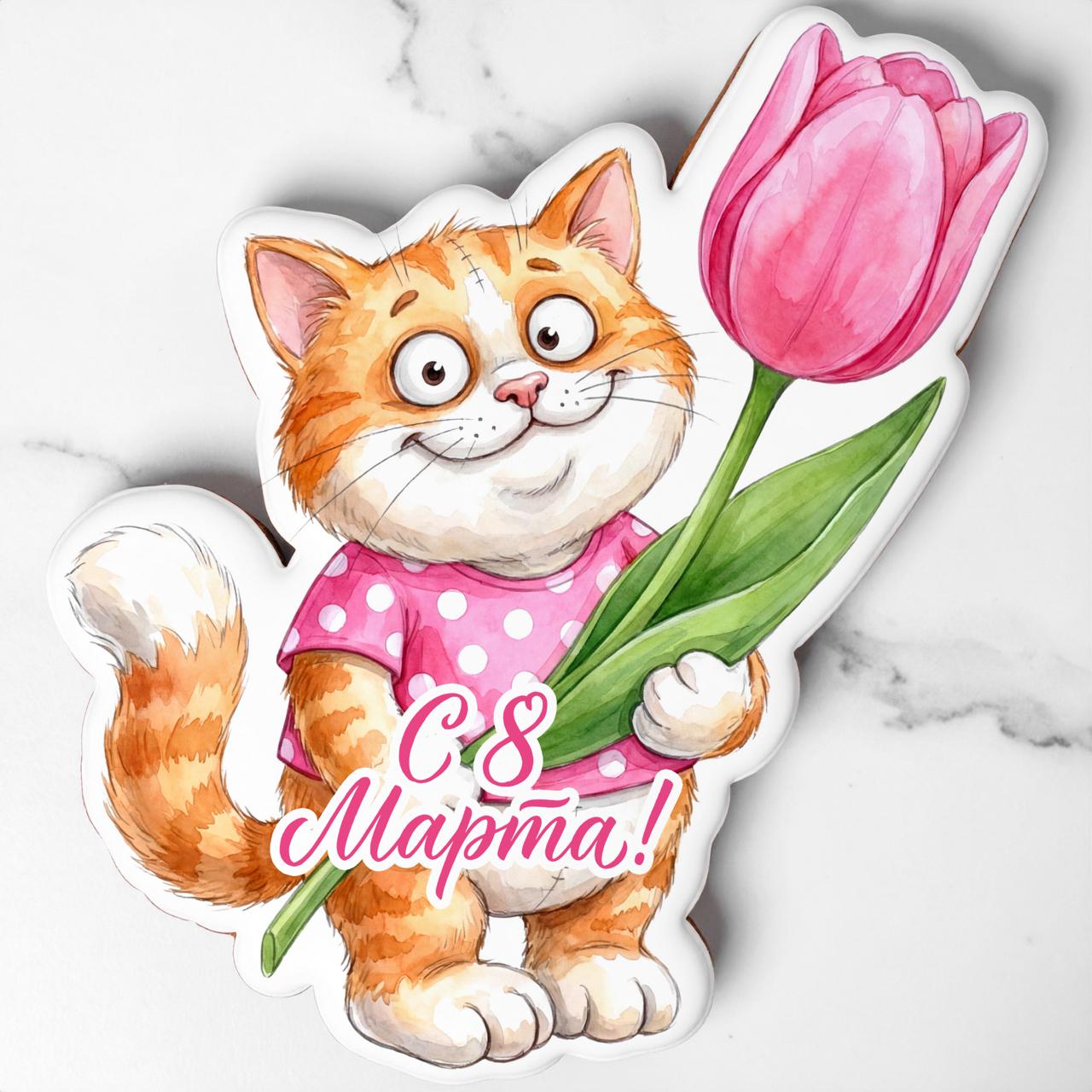 Кот с тюльпаеом